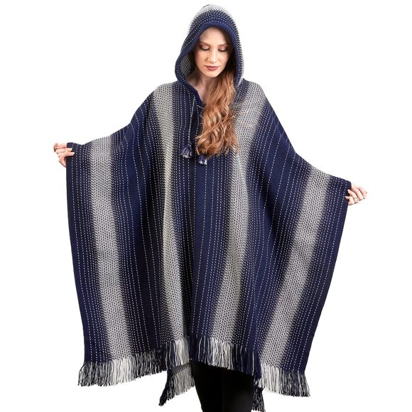 Alpaca Hooded Poncho For Women- Hippie Cloak Cape With Hood...